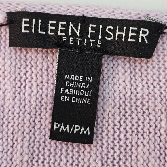 Eileen Fisher Lilac Purple Malow Sweater Size PM Organic Linen Cotton Boxy - Picture 5 of 9